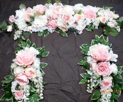 Wedding Arch and Tiebacks, Pink and white Rose Arbor Decorations - image1